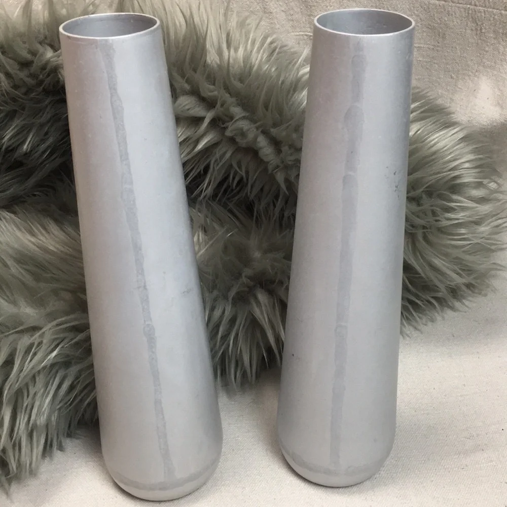 Pair Brushed Aluminum Metal Vases from CB2